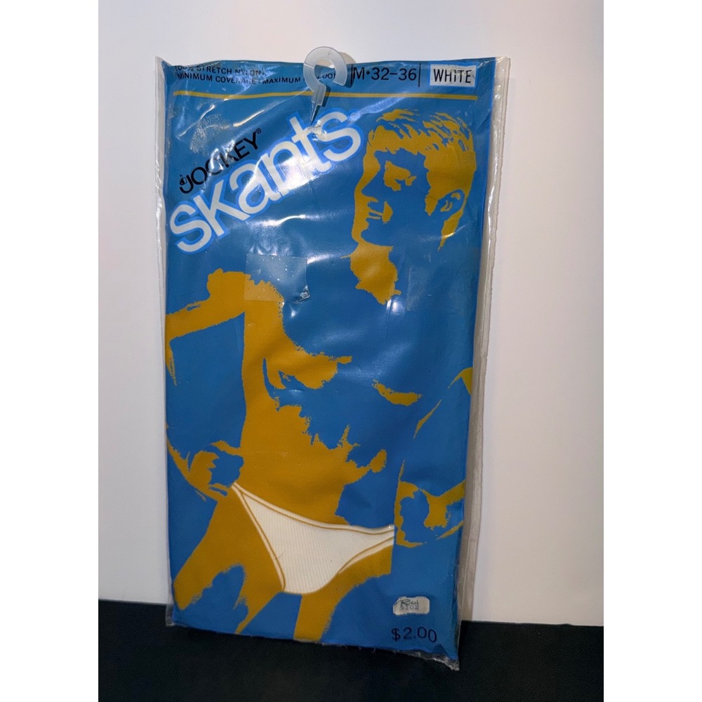 Vintage Jockey Skants Minimum Coverage Briefs Medium 32-36 White Nylon 1005 USA